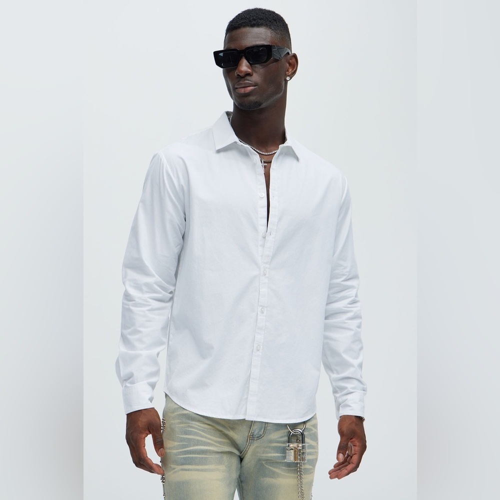 Fashion Nova Men Ryland Button Down Dress Shirt White